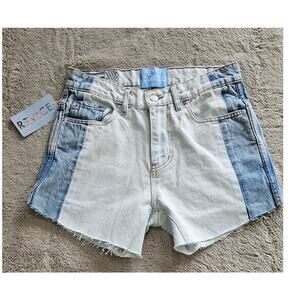 Revice LA Denim Patchwork  Raw Edges Distressed Jean Shorts Women's Sz 29 NWT